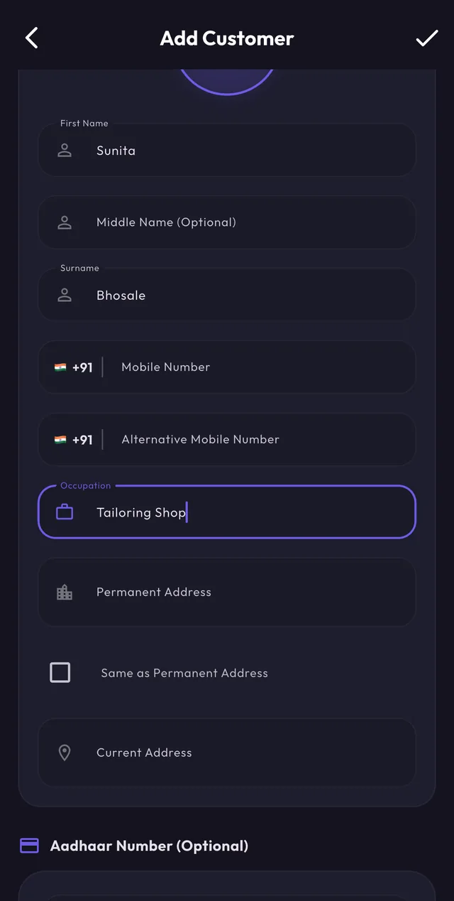 Add customer form