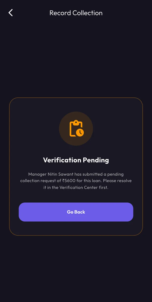 Collection blocked while a manager request is waiting for owner approval