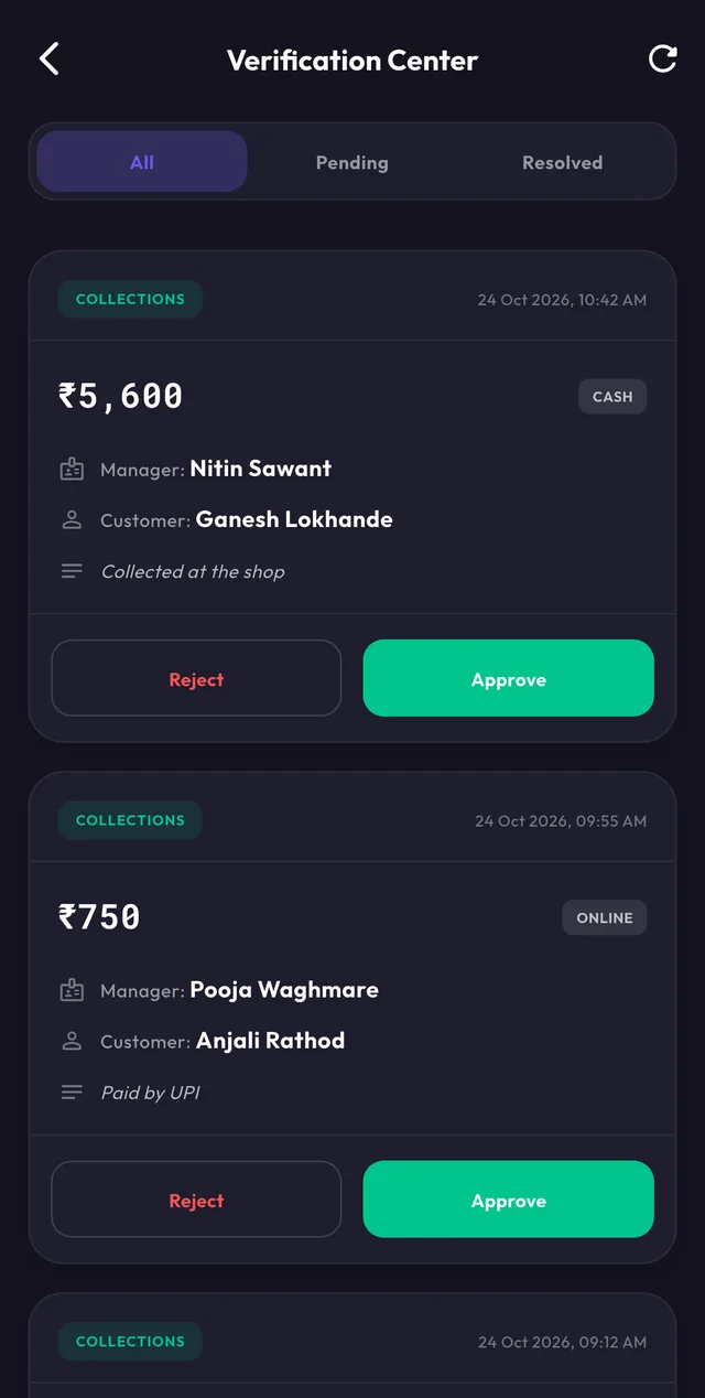 Verification Center in dark mode