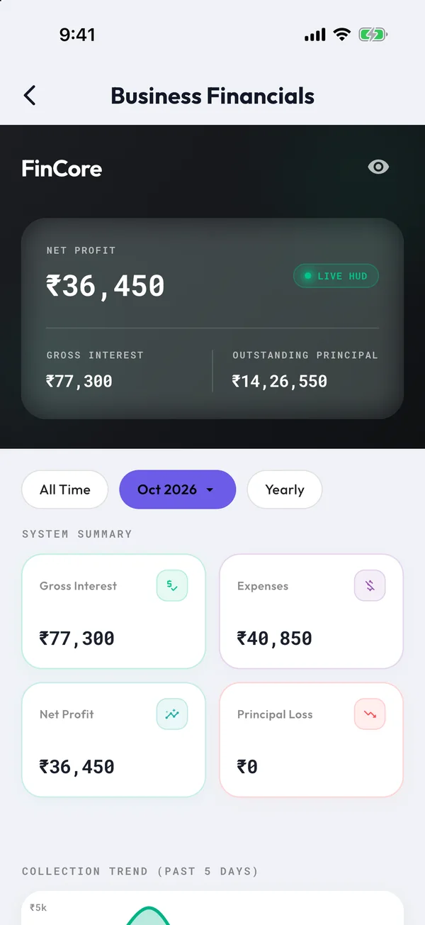 Business financials with net profit
